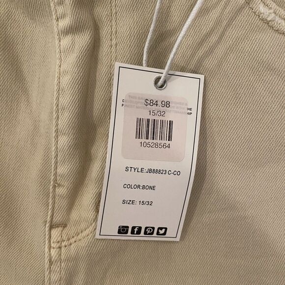 NWT Judy Blue Jeans Women 15 32 Cream Bone High Rise Distressed 90s JB88823 C-CO - Picture 5 of 16